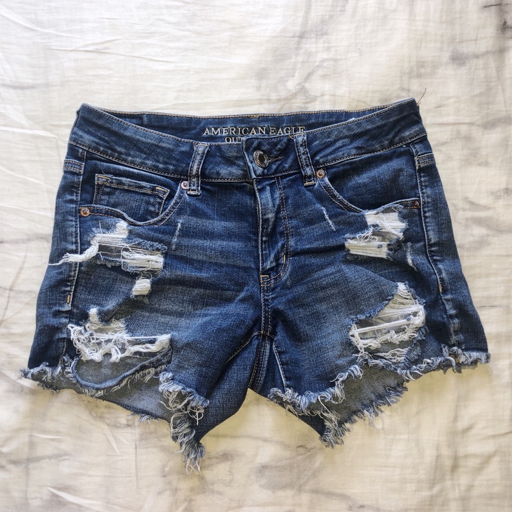 American Eagle Distressed Midi Shorts